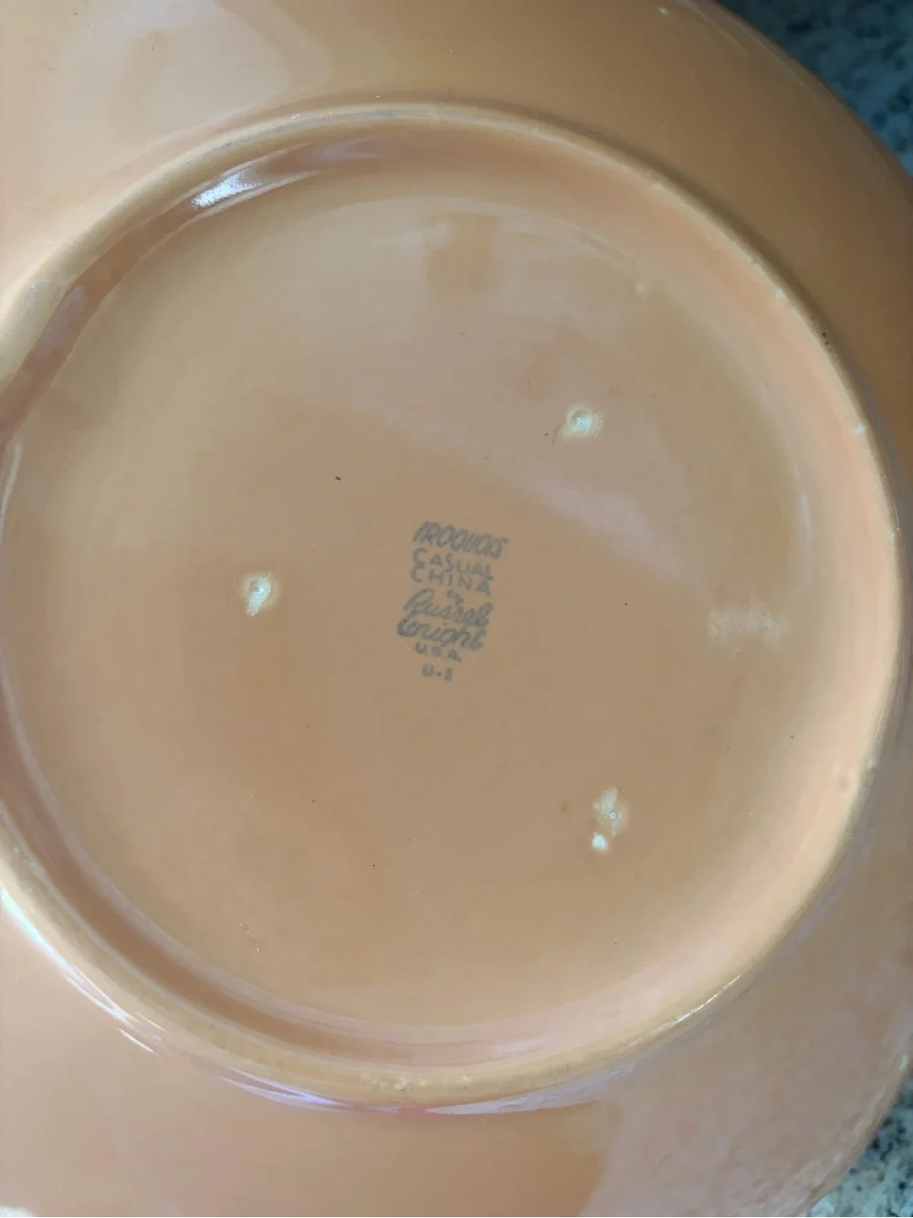 Russell Wright Stoneware Casual China Iroquois Divided Dish CANTELOUPE